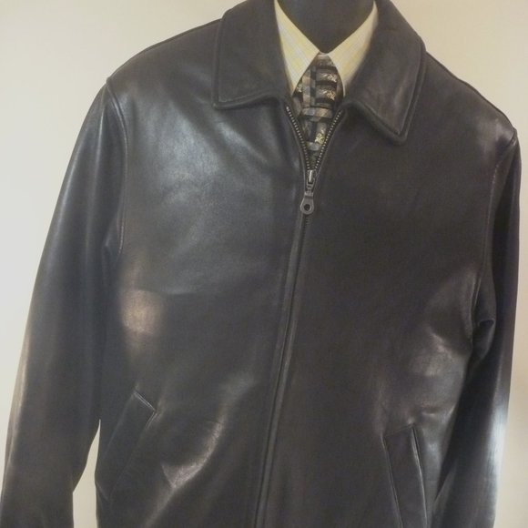 $$$ SOLD $$$ Tibor Men M Jacket OverCoat Zip Black Soft Leather Thermolite - Picture 2 of 16